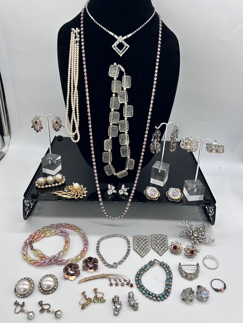 True Vintage Glam Estate Jewelry Lot Stunning Rhinestone 30's 40's 50's 60's